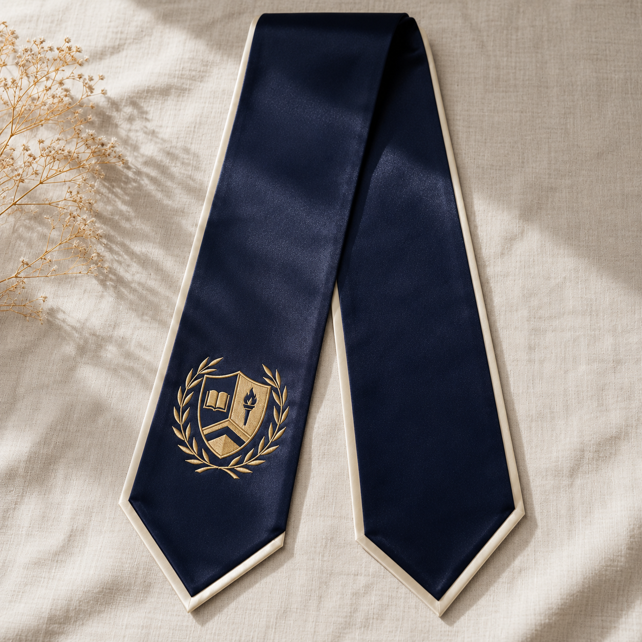 Embroidered graduation stole with logo