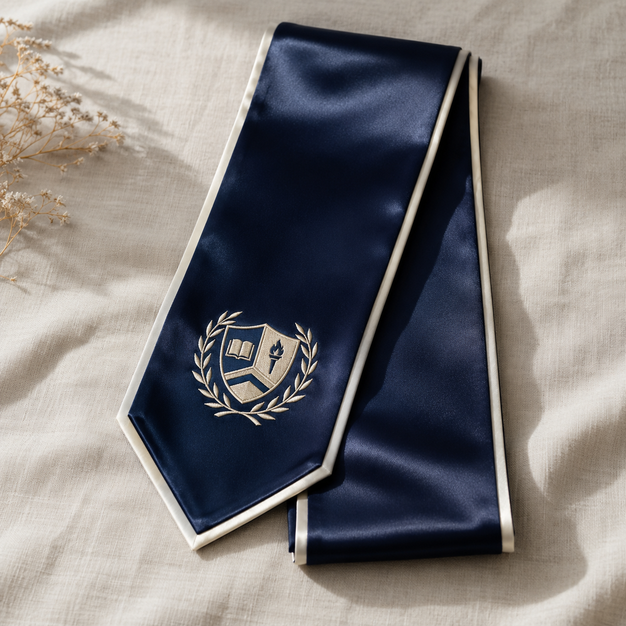 Custom satin graduation stole with logo