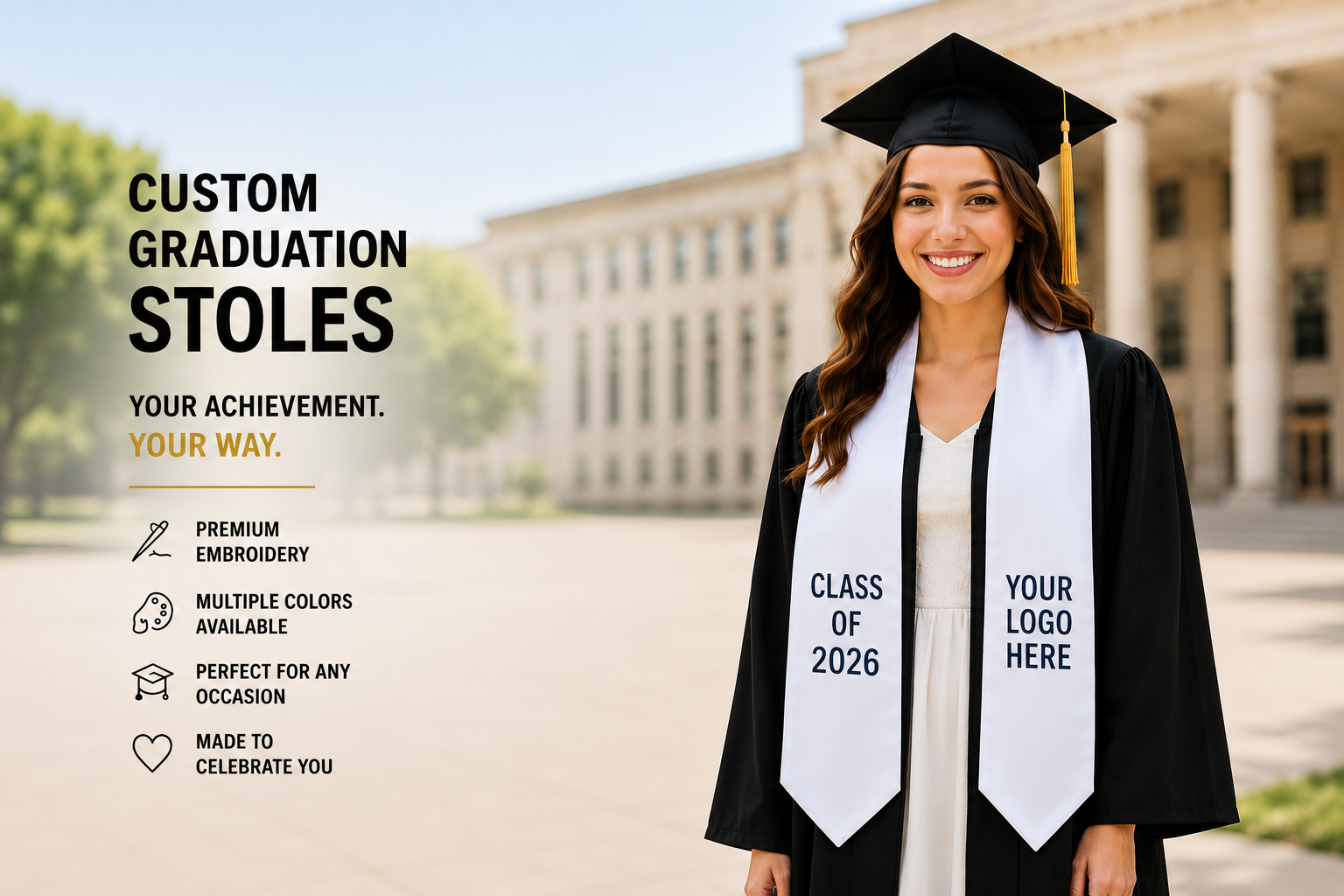 Custom graduation stole