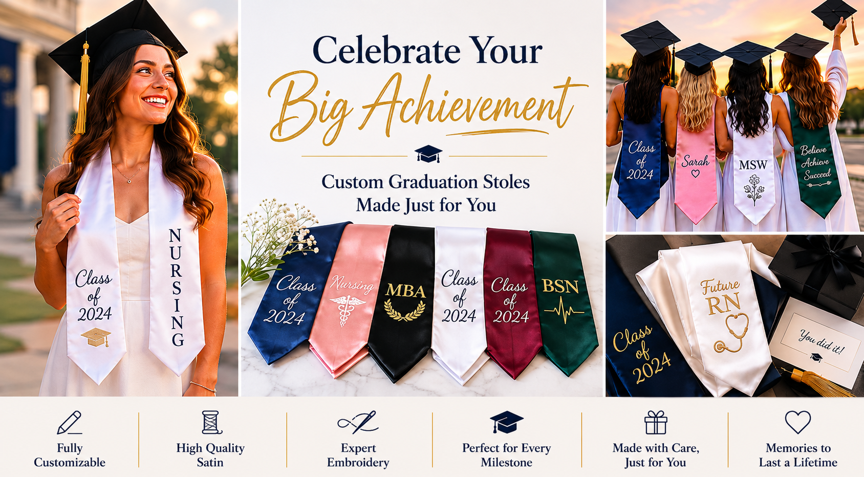 Custom graduation stole